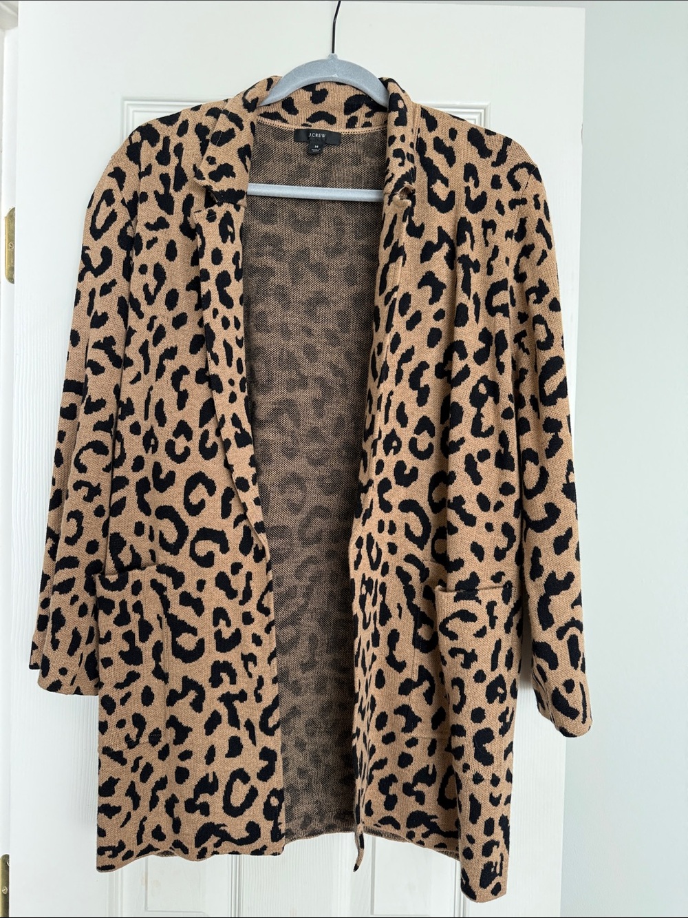 J. Crew Leopard Print Open-Front Cardigan - Tan & Black size M